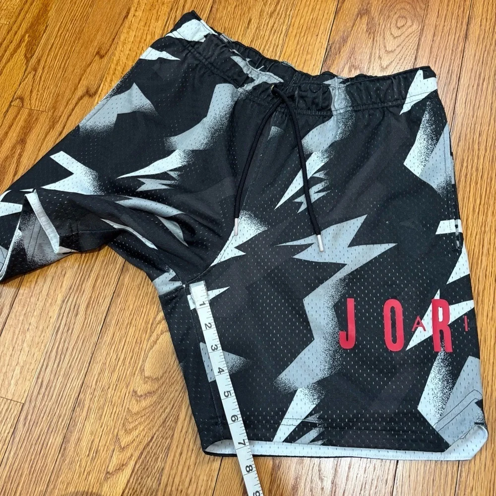 Nike Jordan Mens S Jumpman Air Tribal Printed Black Gray Pull On Mesh Shorts
